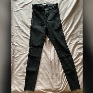 Zara Black Ripped High-waisted Skinny Jeans